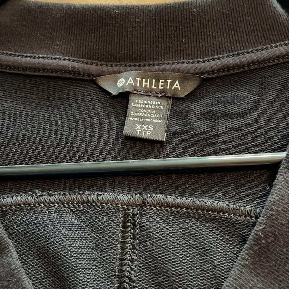 Athleta Retroterry V-Neck Sweatshirt Sleeveless Black - Picture 2 of 5